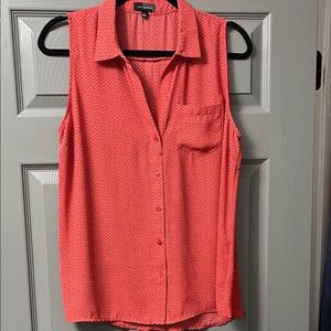 The Limited Coral Sleeveless Button-Down Shirt